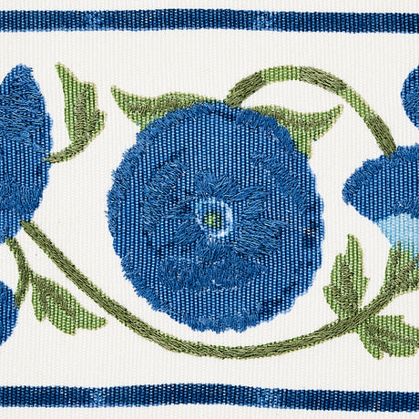 Schumacher 80392 Saranda Flower Embroidery Tape in ROYAL Tri