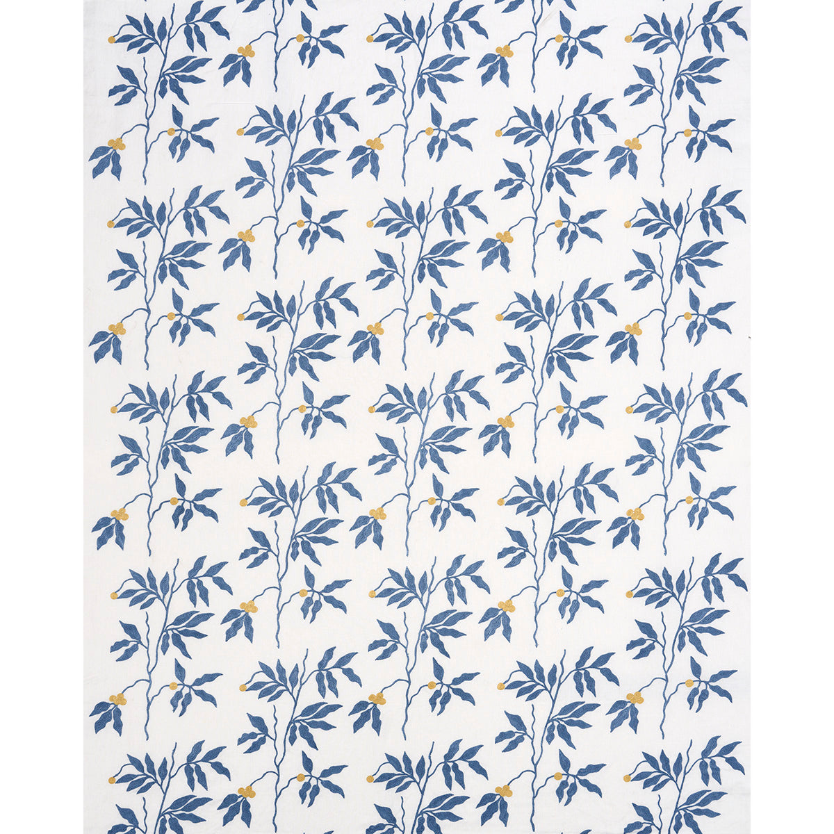Schumacher Lilla Embroidery Blue Fabric - Eade's Wallpaper