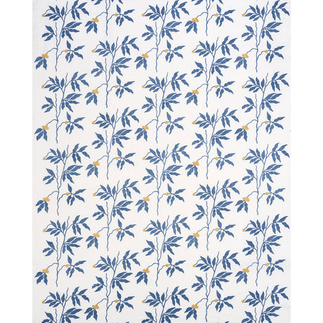 Schumacher Lilla Embroidery Blue Fabric - Eade's Wallpaper