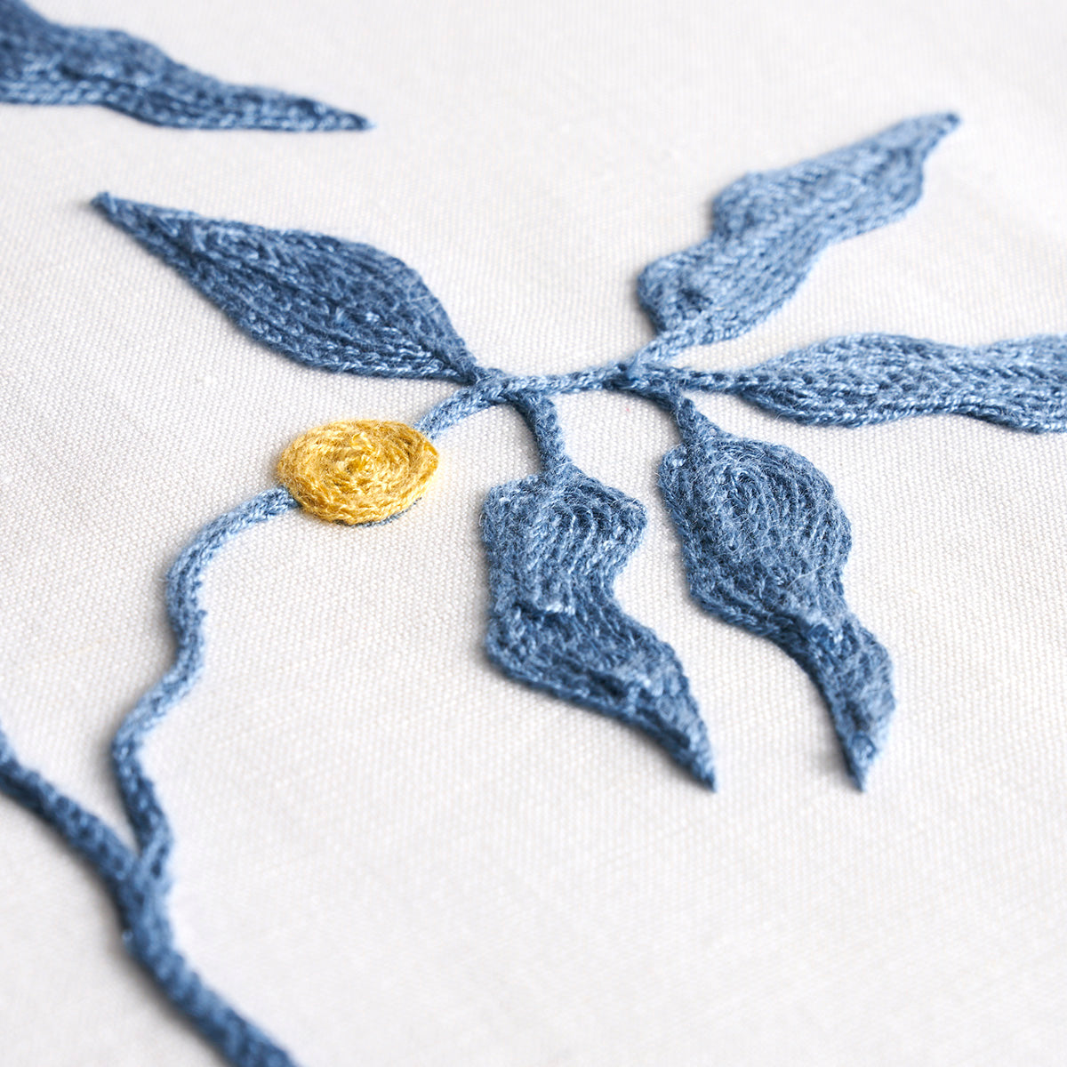 Schumacher Lilla Embroidery Blue Fabric - Eade's Wallpaper