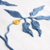 Schumacher Lilla Embroidery Blue Fabric - Eade's Wallpaper