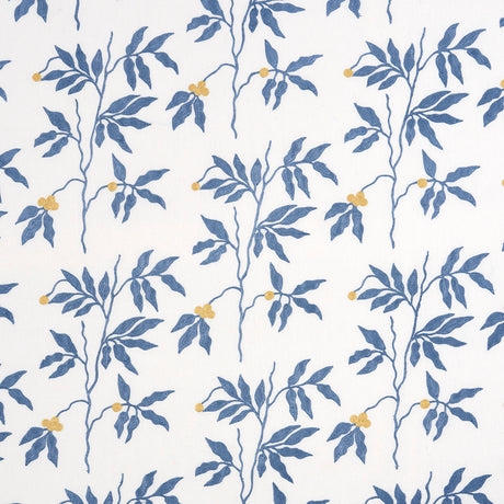 Schumacher Lilla Embroidery Blue Fabric - Eade's Wallpaper