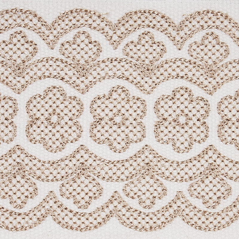 Schumacher 80440 Astrid Embroidered Tape in NATURAL Trim - N
