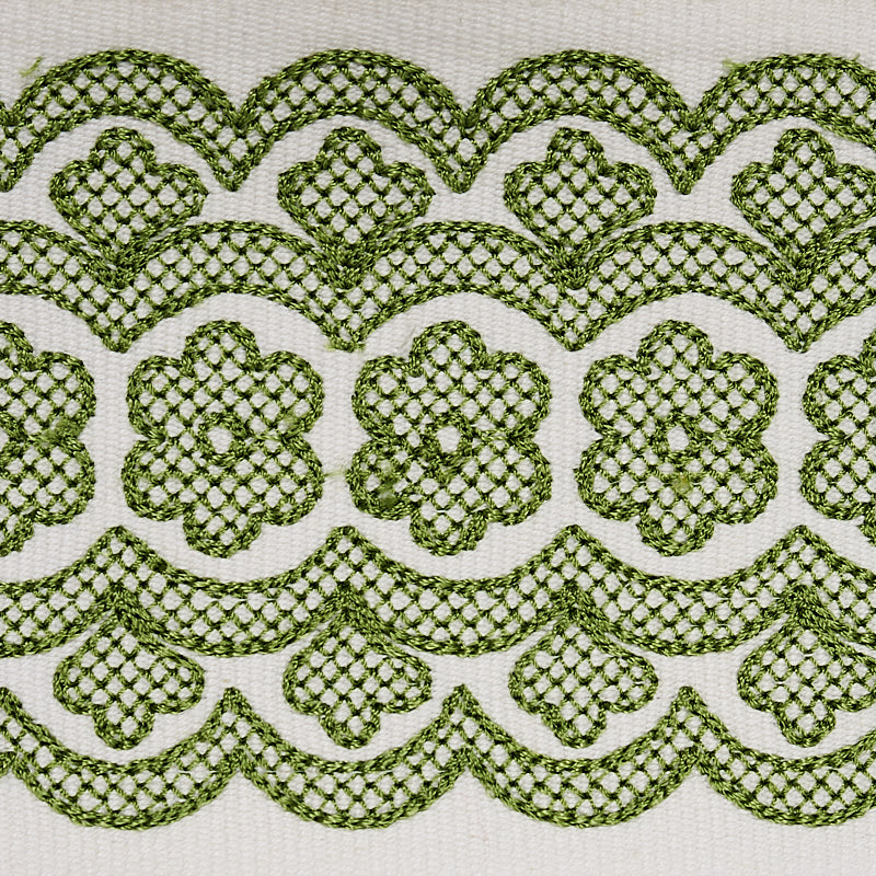 Schumacher 80441 Astrid Embroidered Tape in GREEN Trim - NEW