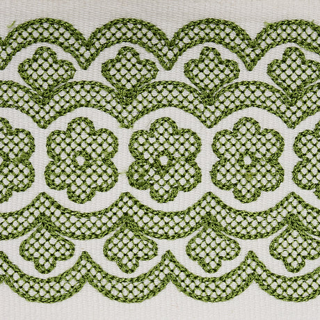 Schumacher 80441 Astrid Embroidered Tape in GREEN Trim - NEW
