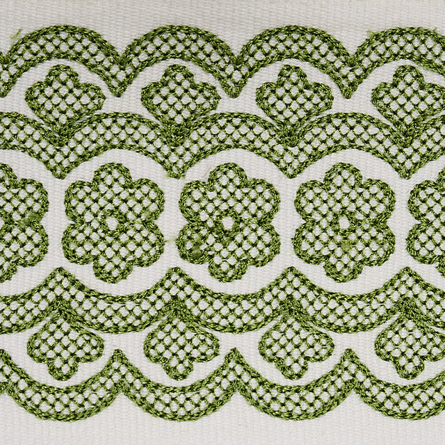 Schumacher 80441 Astrid Embroidered Tape in GREEN Trim - NEW