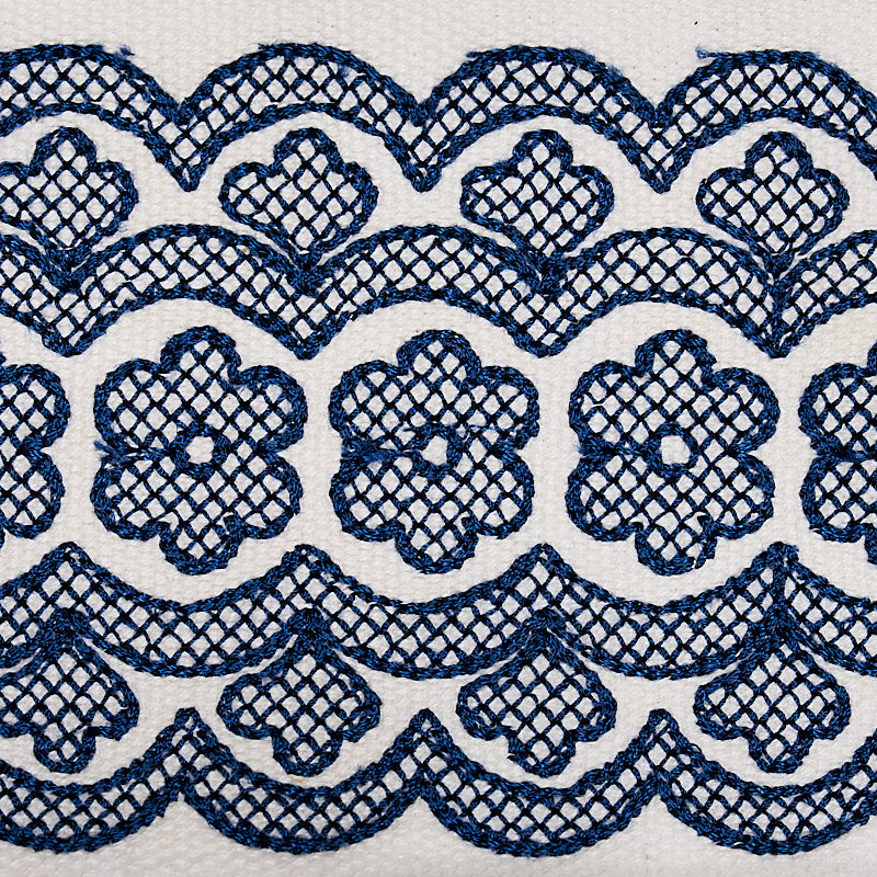 Schumacher 80442 Astrid Embroidered Tape in BLUE Trim - NEW 