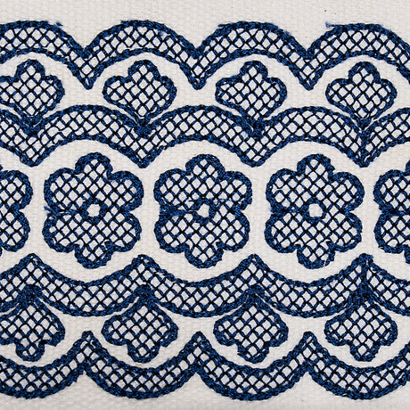 Schumacher 80442 Astrid Embroidered Tape in BLUE Trim - NEW 
