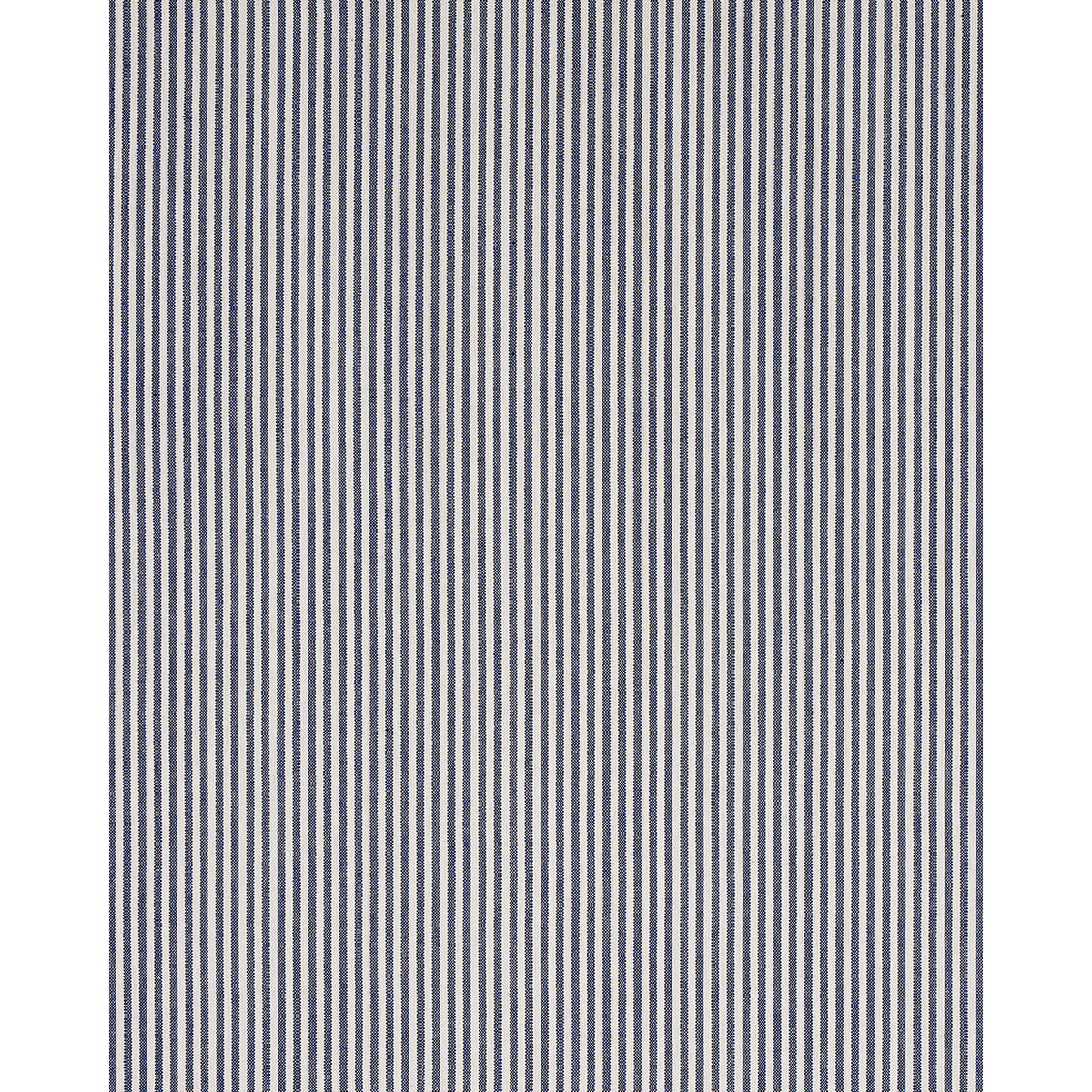 Schumacher Lilly Stripe High Performance Linen Navy & Ivory Fabric - Eade's Wallpaper