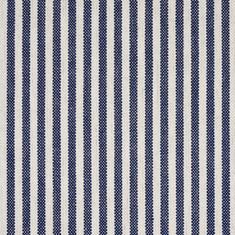 Schumacher Lilly Stripe High Performance Linen Navy & Ivory Fabric - Eade's Wallpaper