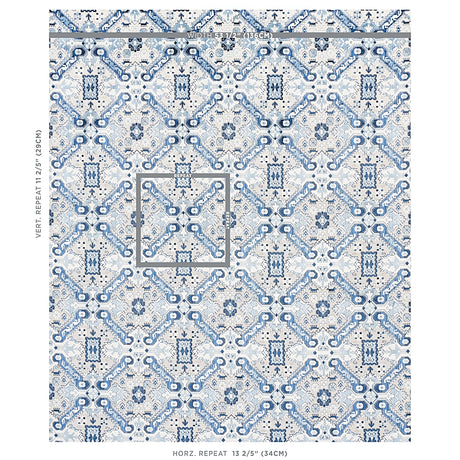 Schumacher Tiraz Velvet Indigo Fabric - Eade's Wallpaper