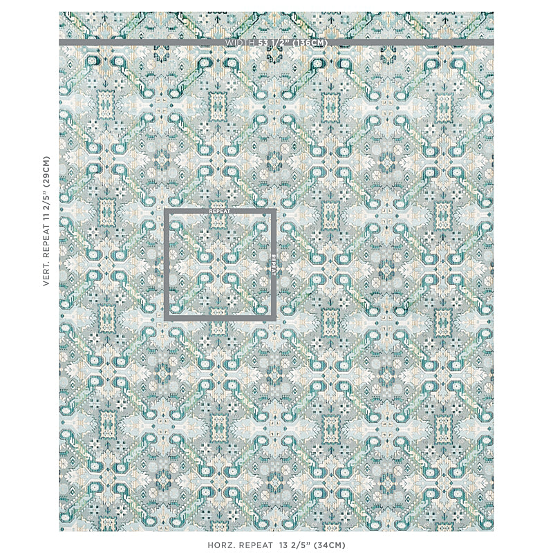 Schumacher Tiraz Velvet Peacock Fabric - Eade's Wallpaper