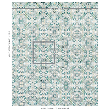 Schumacher Tiraz Velvet Peacock Fabric - Eade's Wallpaper