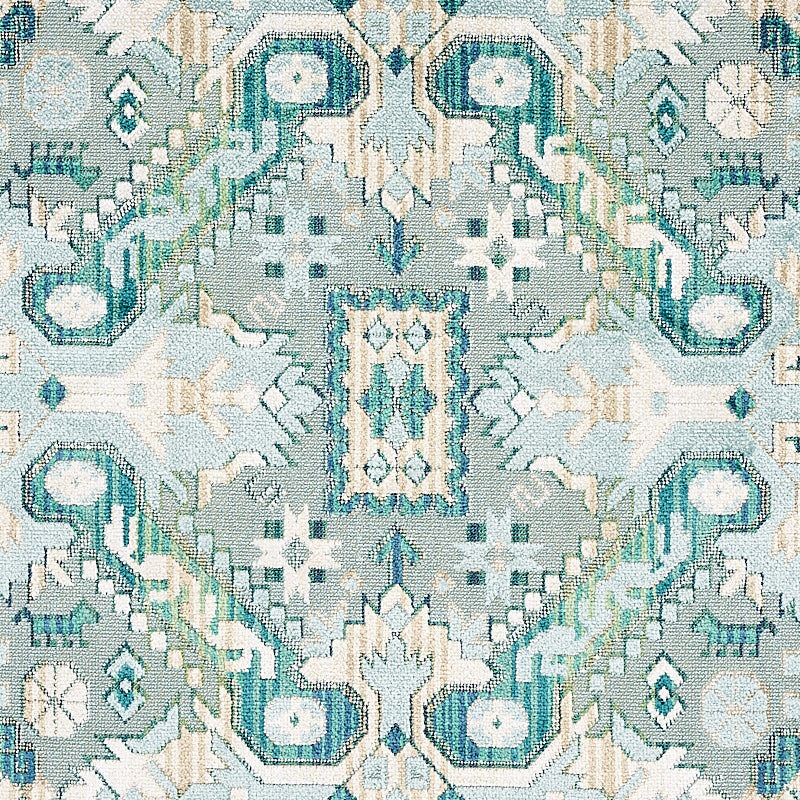Schumacher Tiraz Velvet Peacock Fabric - Eade's Wallpaper