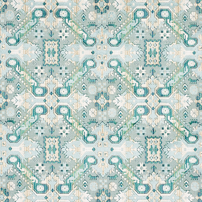 Schumacher Tiraz Velvet Peacock Fabric - Eade's Wallpaper