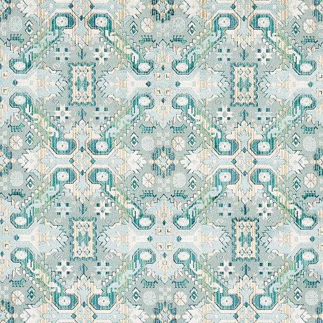 Schumacher Tiraz Velvet Peacock Fabric - Eade's Wallpaper