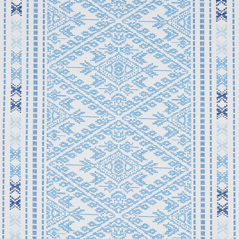 Schumacher Ruiz Jacquard Sky Fabric - Eade's Wallpaper