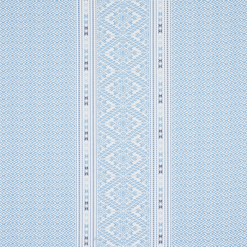 Schumacher Ruiz Jacquard Sky Fabric - Eade's Wallpaper