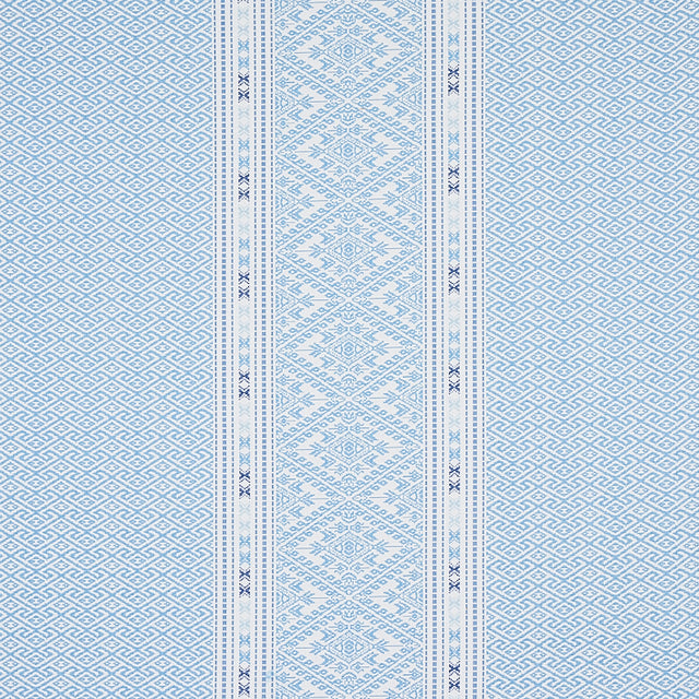 Schumacher Ruiz Jacquard Sky Fabric - Eade's Wallpaper