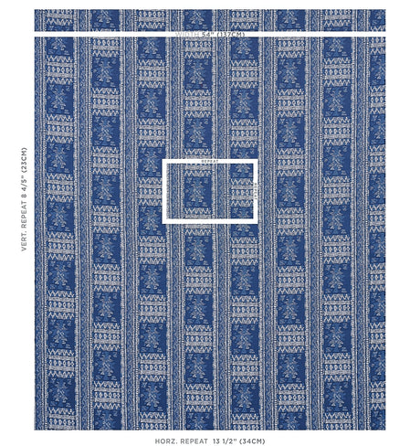 Schumacher Maracena Jacquard Blue Fabric - Eade's Wallpaper