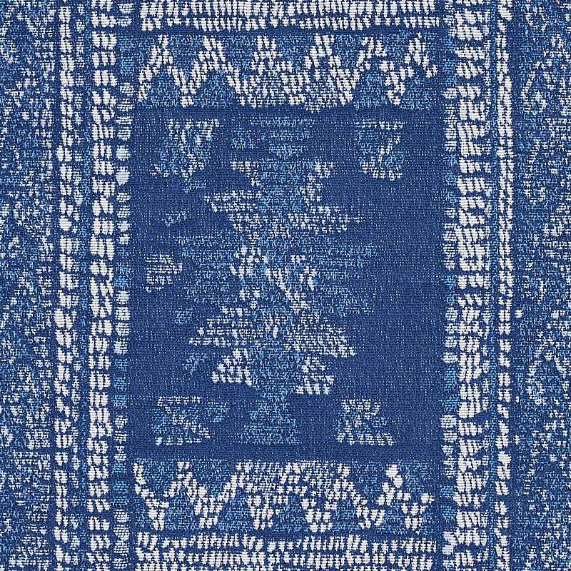 Schumacher Maracena Jacquard Blue Fabric - Eade's Wallpaper