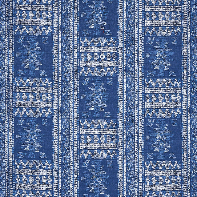 Schumacher Maracena Jacquard Blue Fabric - Eade's Wallpaper