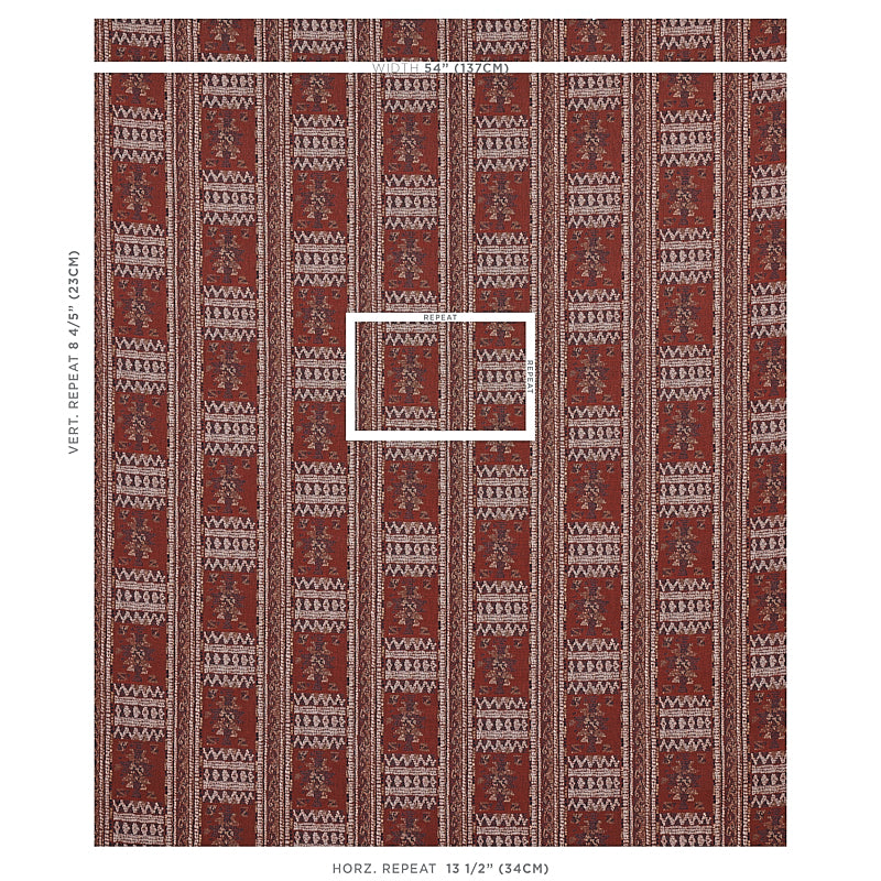 Schumacher Maracena Jacquard Red Fabric - Eade's Wallpaper
