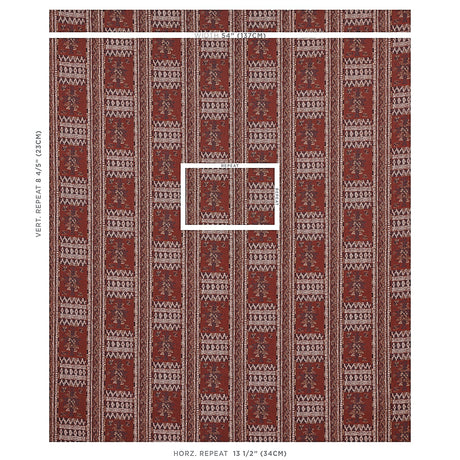 Schumacher Maracena Jacquard Red Fabric - Eade's Wallpaper