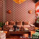 Schumacher Maracena Jacquard Red Fabric - Eade's Wallpaper