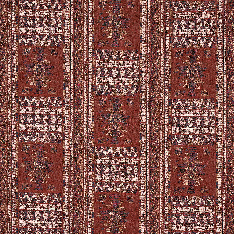 Schumacher Maracena Jacquard Red Fabric - Eade's Wallpaper