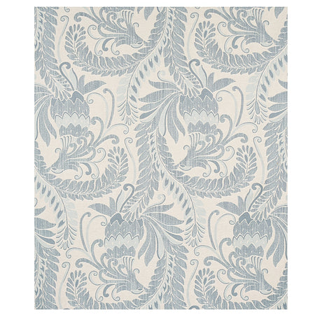 Schumacher Orley Jaquard Blue On Light Blue Fabric - Eade's Wallpaper