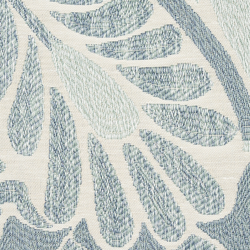 Schumacher Orley Jaquard Blue On Light Blue Fabric - Eade's Wallpaper
