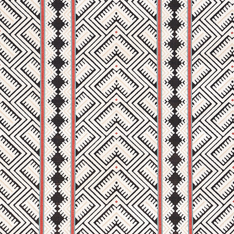 Schumacher Parvin Velvet Black And Ivory Fabric - Eade's Wallpaper