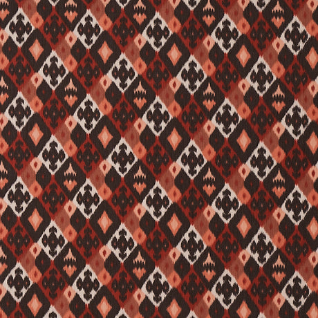 Schumacher Sasha Diamond Ikat Terracotta Fabric - Eade's Wallpaper