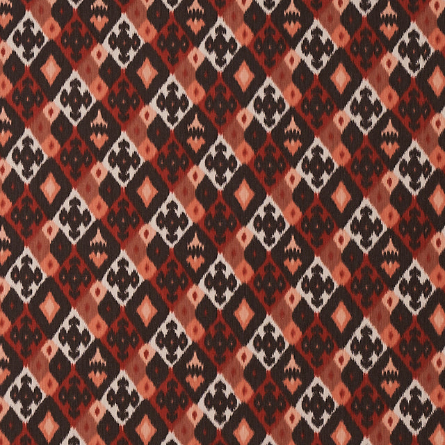 Schumacher Sasha Diamond Ikat Terracotta Fabric - Eade's Wallpaper