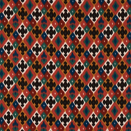 Schumacher Sasha Diamond Ikat Rose And Saffron Fabric - Eade's Wallpaper