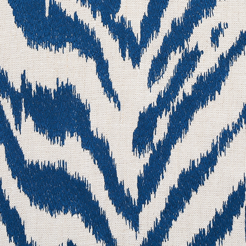 Schumacher Quincy Embroidery On Linen Navy Fabric - Eade's Wallpaper