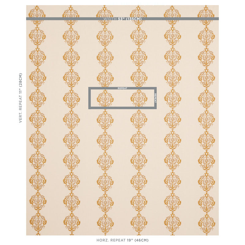 Schumacher Constantine Natural & Ochre Fabric