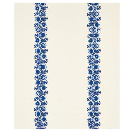 Schumacher Theodora Embroidery Blue Fabric - Eade's Wallpaper