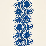 Schumacher Theodora Embroidery Blue Fabric - Eade's Wallpaper