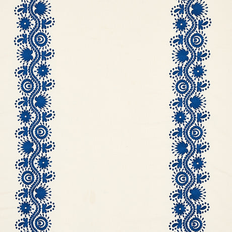 Schumacher Theodora Embroidery Blue Fabric - Eade's Wallpaper