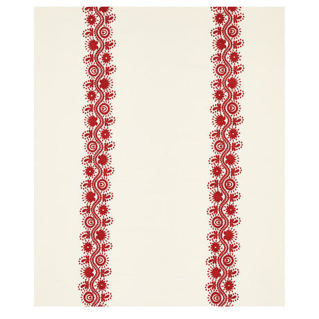 Schumacher Theodora Embroidery Red Fabric - Eade's Wallpaper