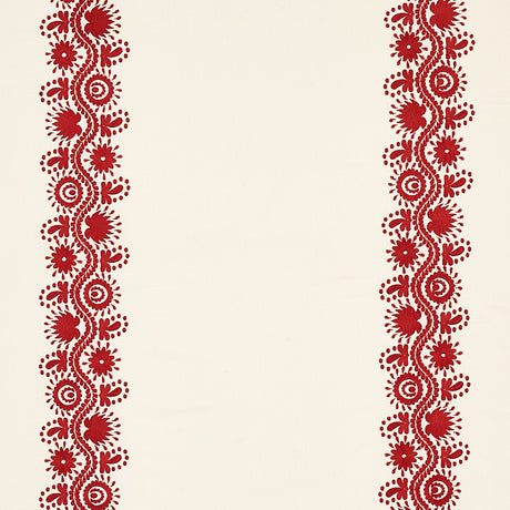 Schumacher Theodora Embroidery Red Fabric - Eade's Wallpaper