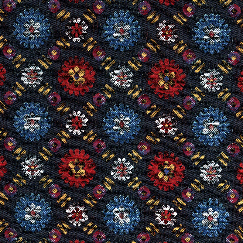 Schumacher Larissa Navy Fabric - Eade's Wallpaper