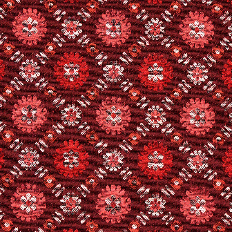 Schumacher Larissa Burgundy Fabric - Eade's Wallpaper