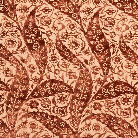 Schumacher Saz Paisley Silk Velvet Terracotta Fabric - Eade's Wallpaper