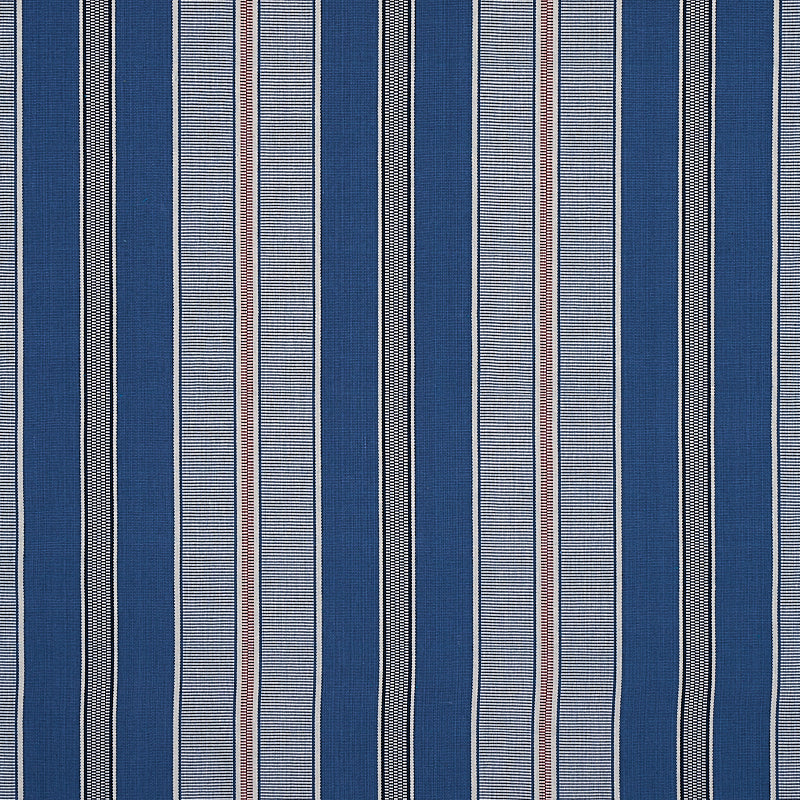 Schumacher Scoop Hand Woven Stripe Neptune Fabric - Eade's Wallpaper