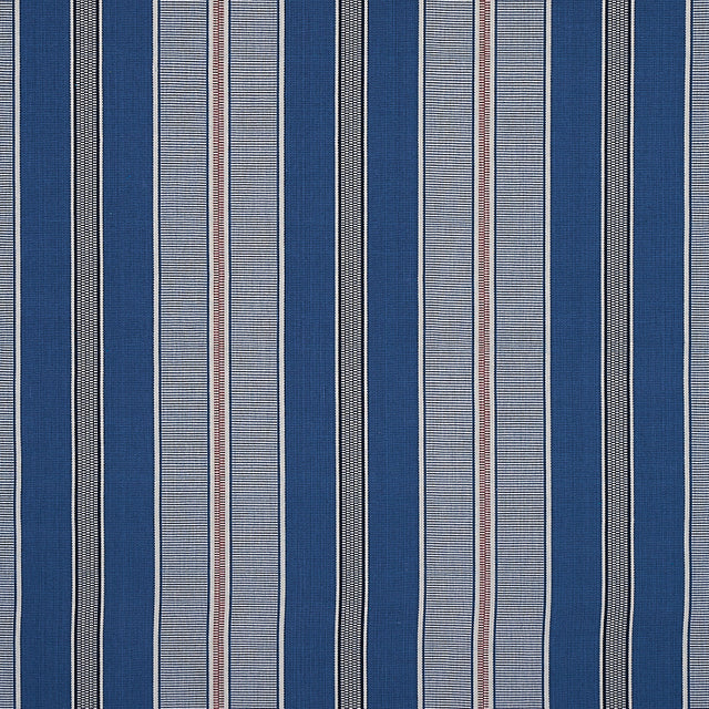 Schumacher Scoop Hand Woven Stripe Neptune Fabric - Eade's Wallpaper