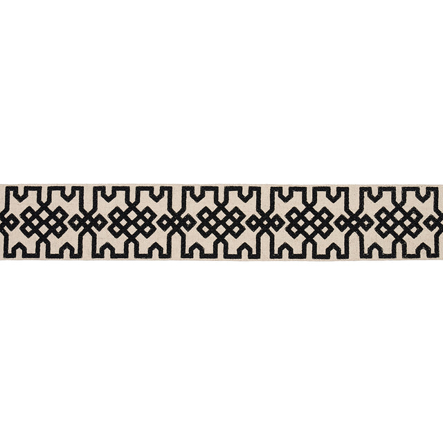 Schumacher 80880 Knotted Trellis Tape in BLACK ON UNBLEACHED