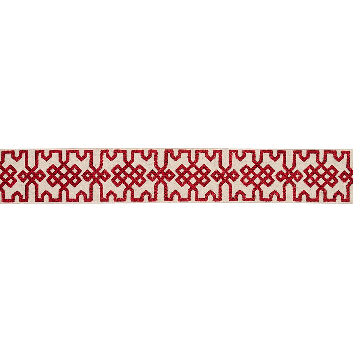 Schumacher 80881 Knotted Trellis Tape in CRIMSON ON UNBLEACH
